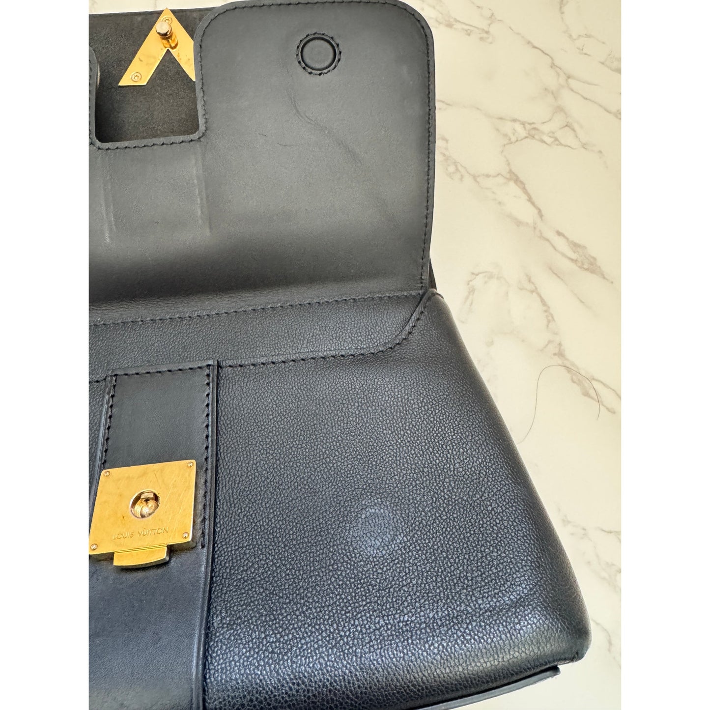 LV Monogram Cuir Plume Ecume Very Chain Bag in black