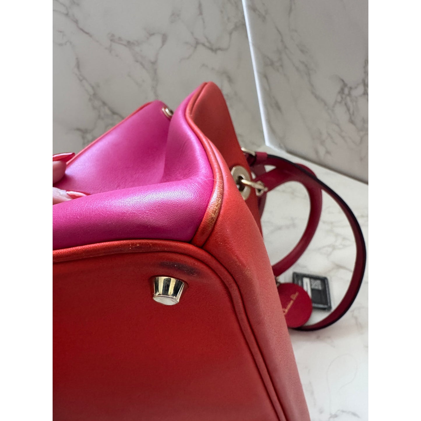 Christian Dior Diorissimo Tote Bag with Shoulder Strap Orange/Pink