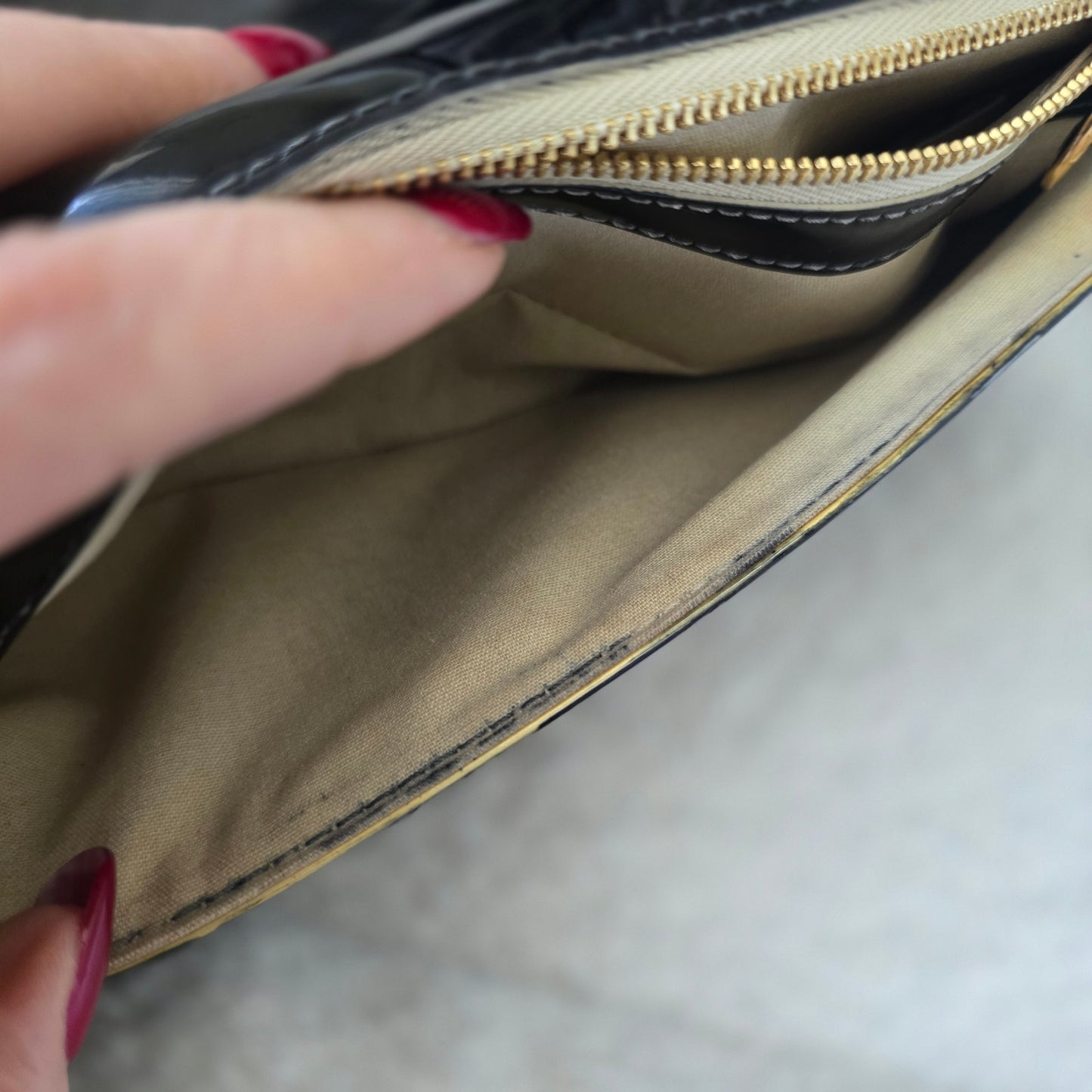 Louis Vuitton Black Patent Leather Sobe Clutch Bag