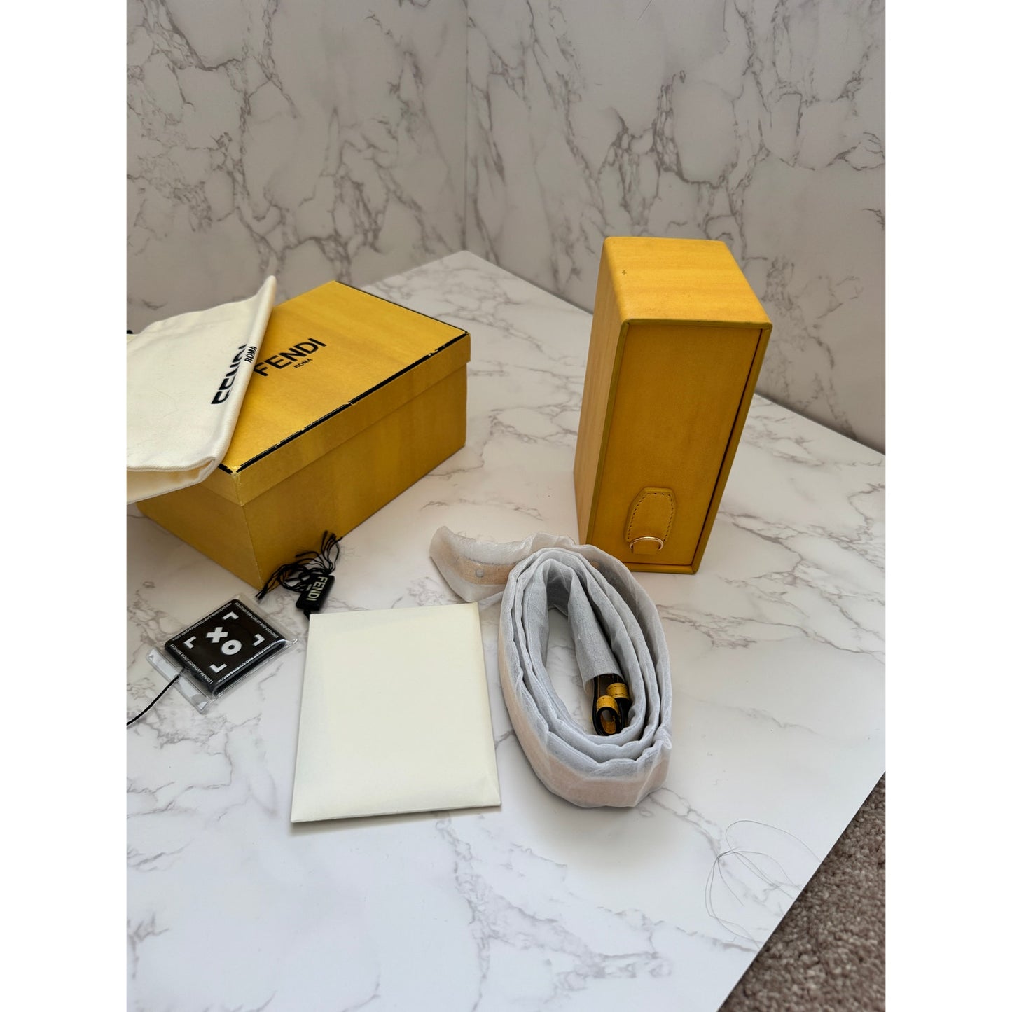 Fendi Vitello Yellow Leather Vertical Box Bag