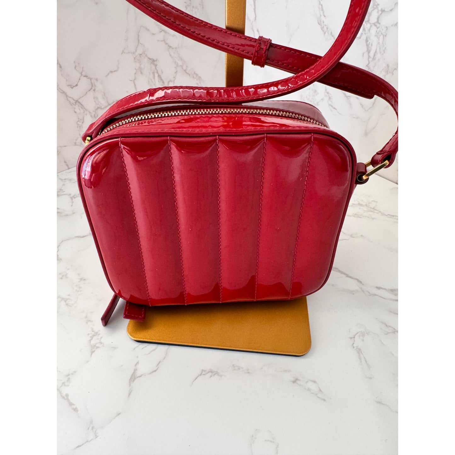 YSL Red Patent Leather Toy Vicky Camera Bag