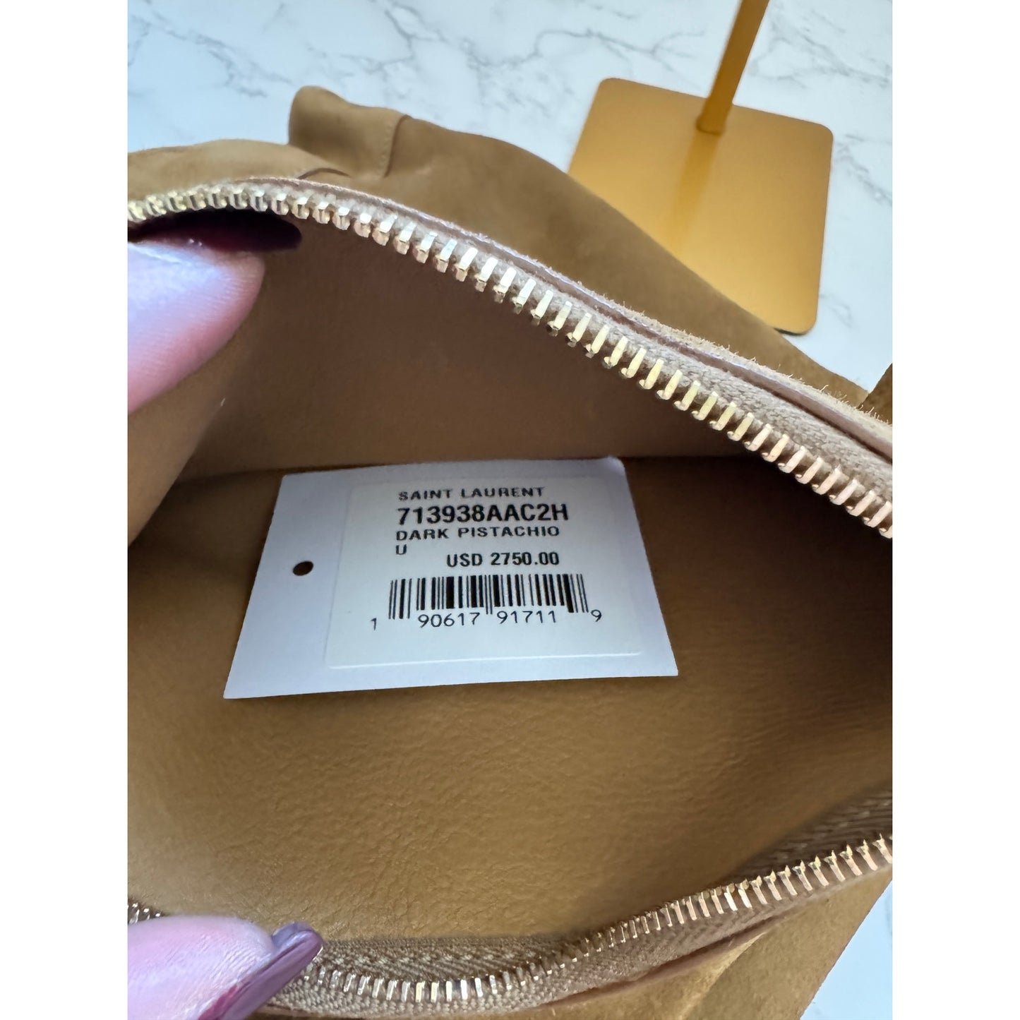 YSL Signature Tanger Bisquit Brown Suede