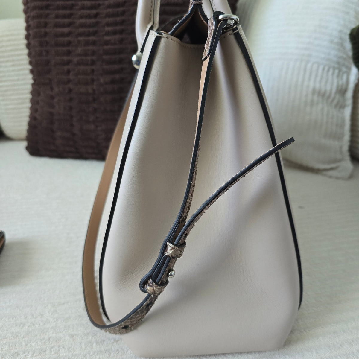 Gucci Beige Leather & Python Lady Bamboo Set + COA/Dust Bag. Like new condition