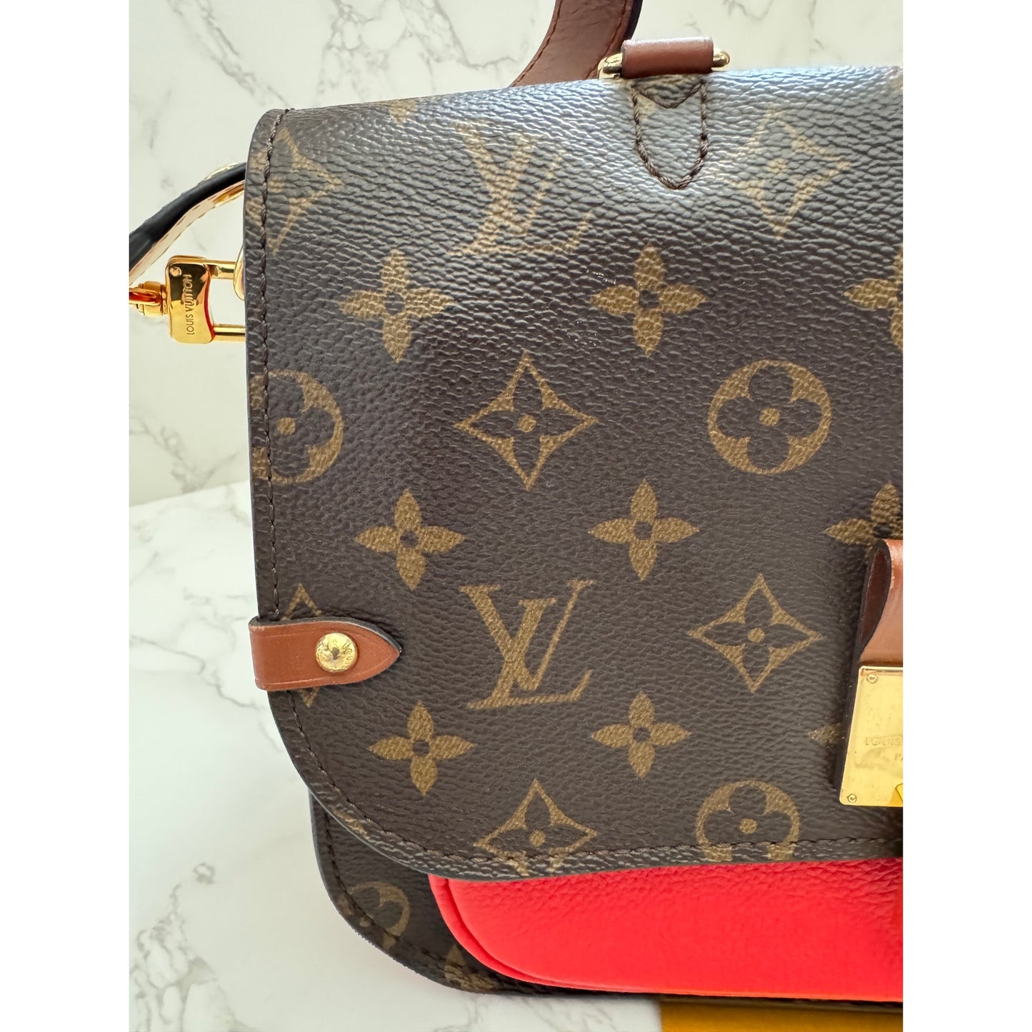 Louis Vuitton Monogram Vaugirard PM Brown Red Crossbody Bag