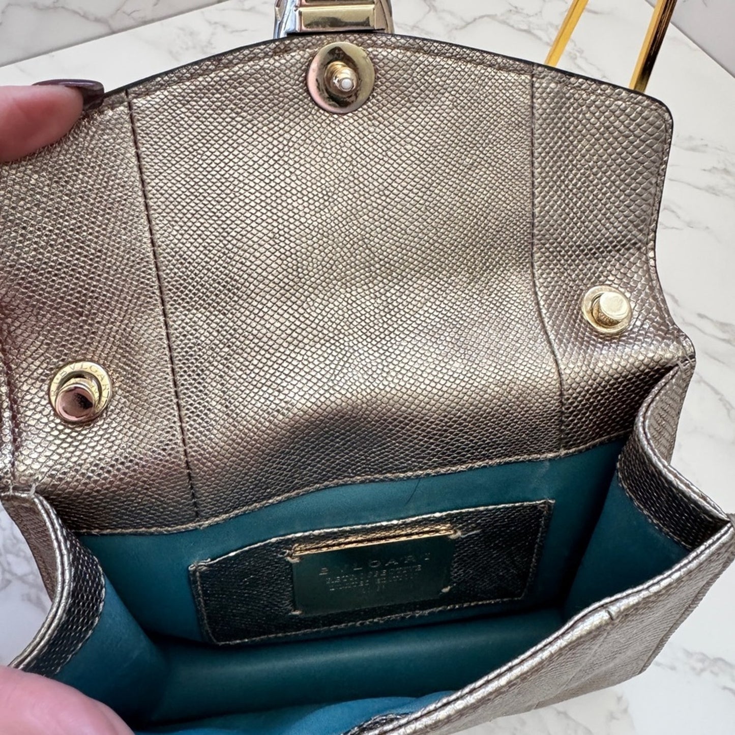 Bvlgari Serpenti Limited Edition Forever Bag in Metallic Leather.