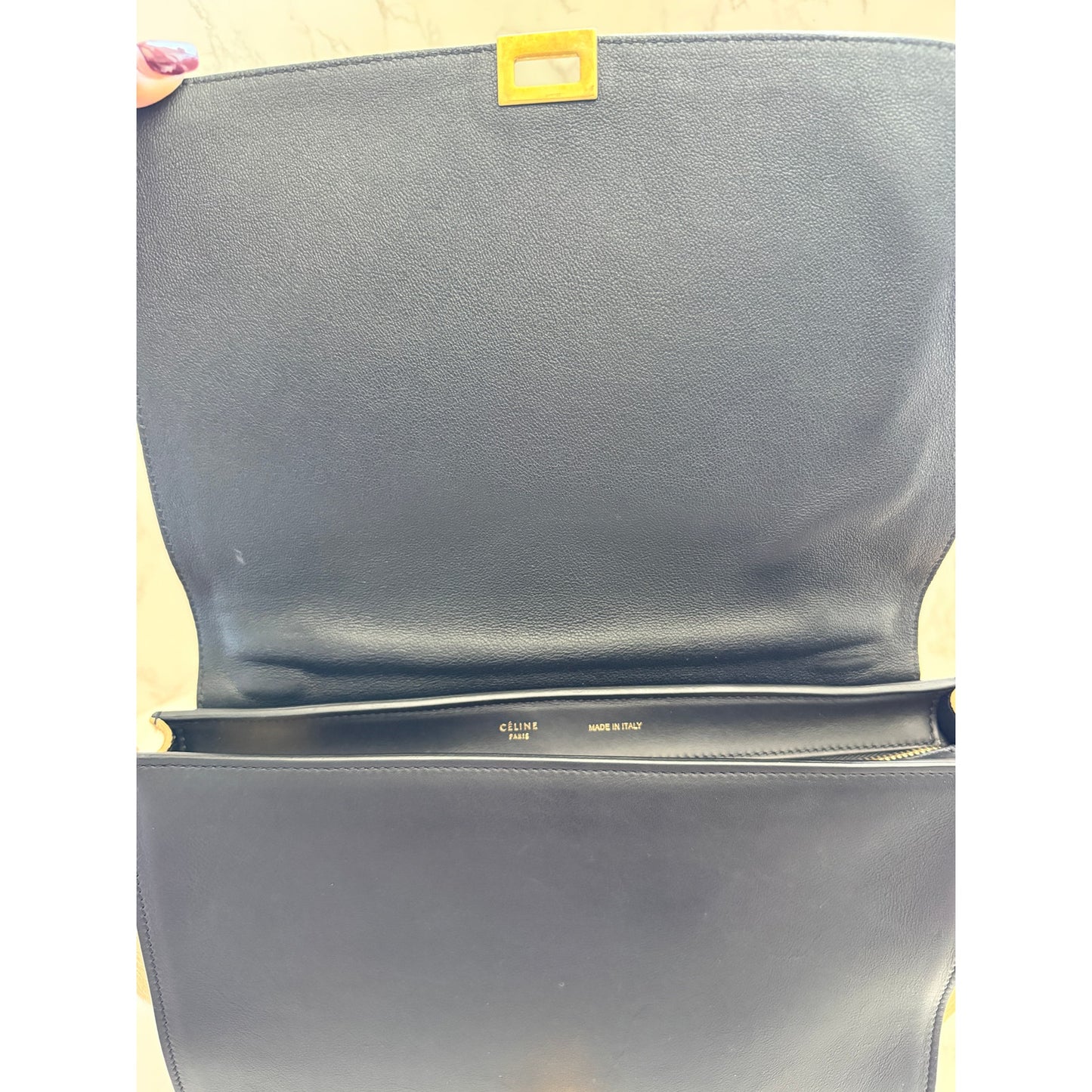 Celine Trapeze Top Handle Leather and Ponyhair Bag
