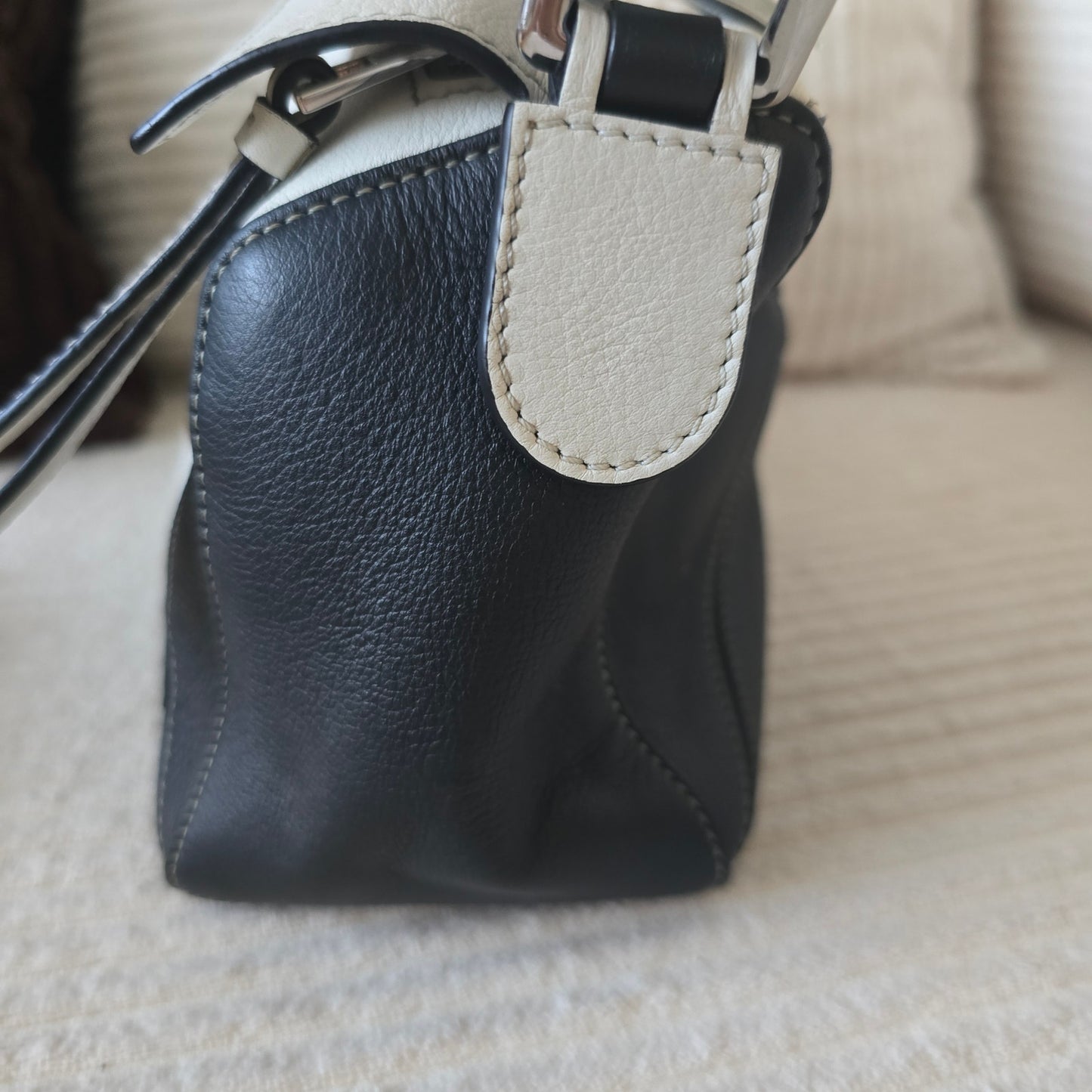 LOEWE Puzzle Bag Small Tricolor Green White Black Leather Crossbody