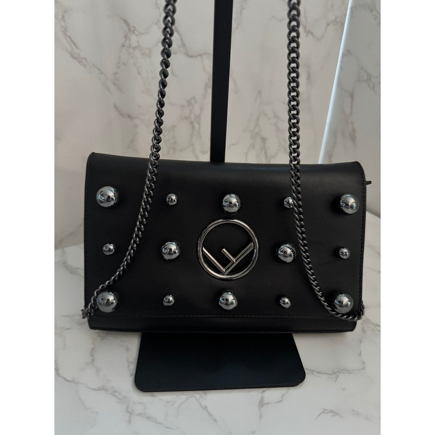 Fendi F Logo Liberty Pearl Wallet on Chain