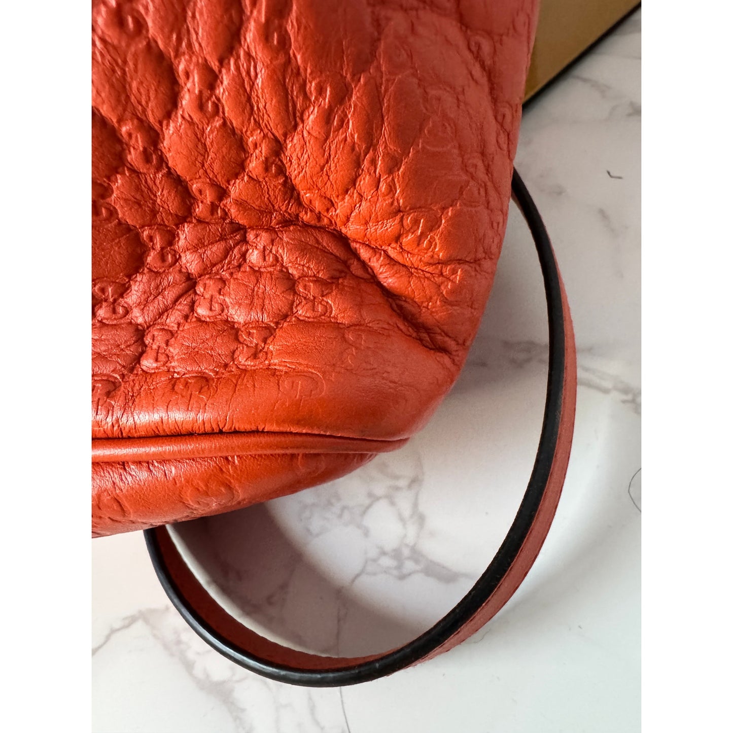 Gucci Microguccissima Boston Bag Orange Medium Size