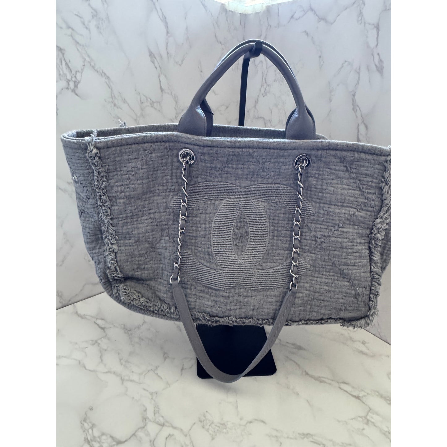 Chanel Deauville Tote in Quilted Canvas & Fringe