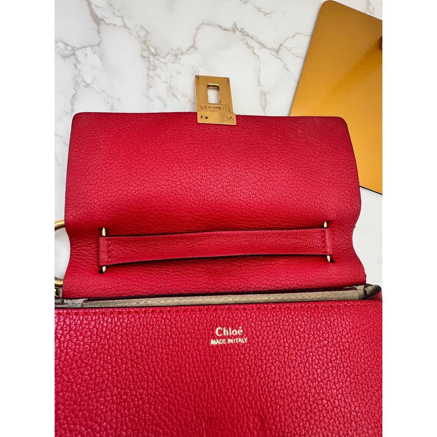 Chloe Drew Leather Saddle Crossbody Bag in Red