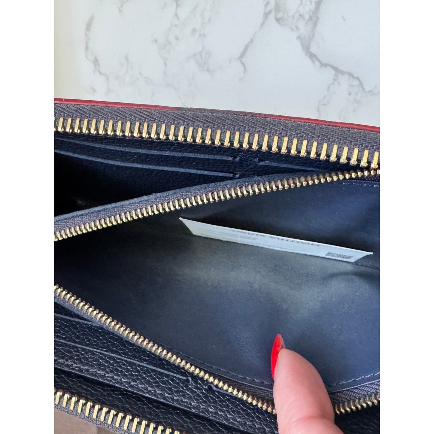 Louis Vuitton Zippy Wallet Empreinte Marine Rouge Navy Red Box, Dust Bag, Bag