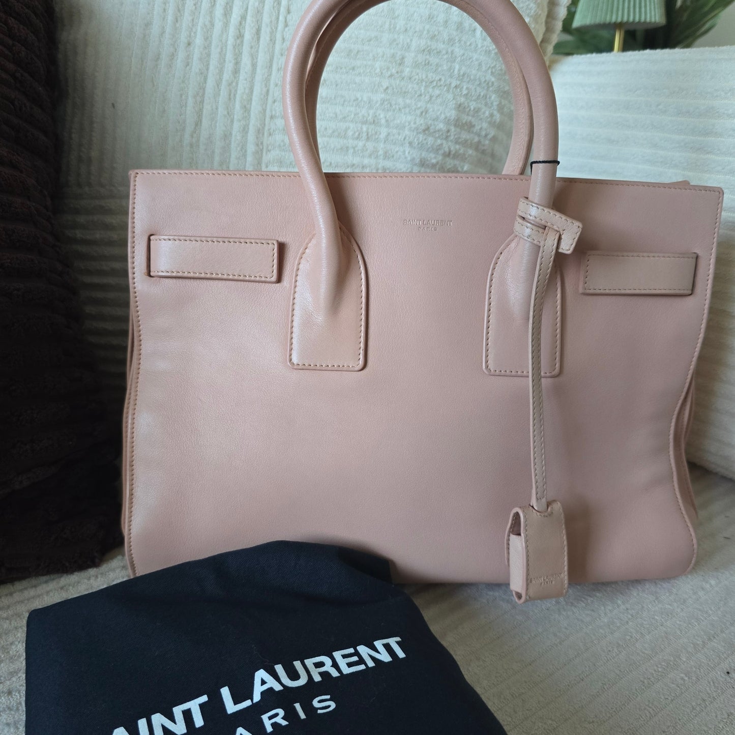 Saint Laurent Blush Calfskin Sac De Jour Tote Bag