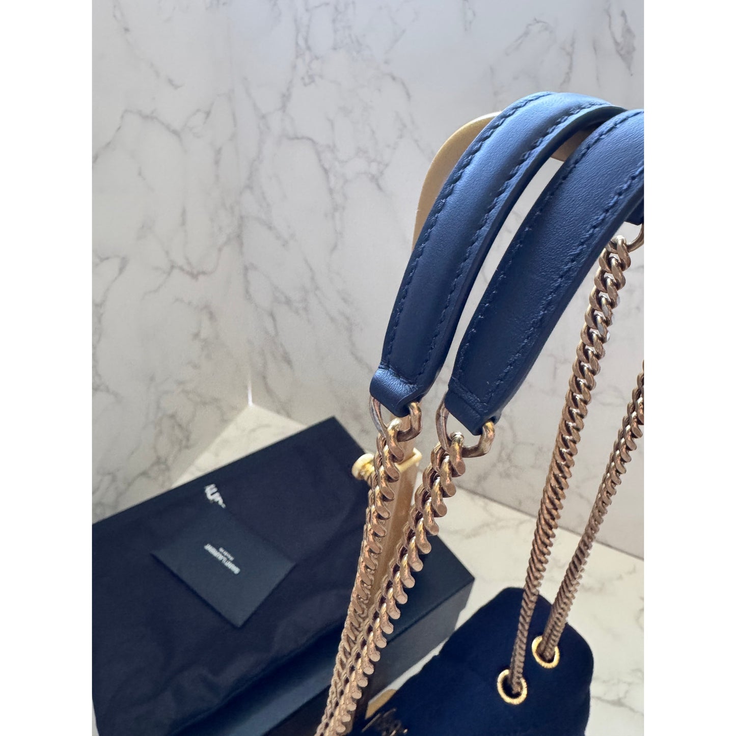 YSL Monogram Loulou Quilted Chain Bag in Navy