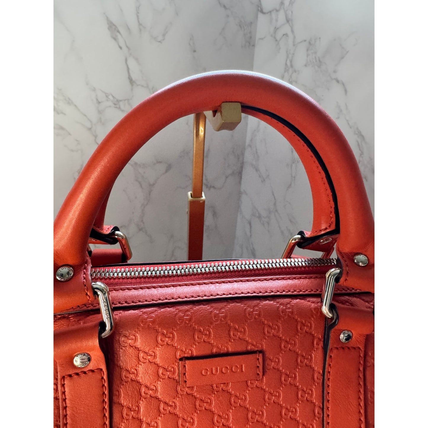 Gucci Microguccissima Boston Bag Orange Medium Size