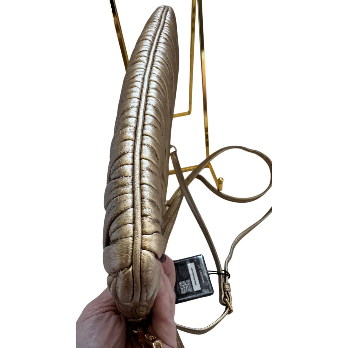 Miu Miu Gold Matelassé Leather Frame Crossbody Clutch Bag