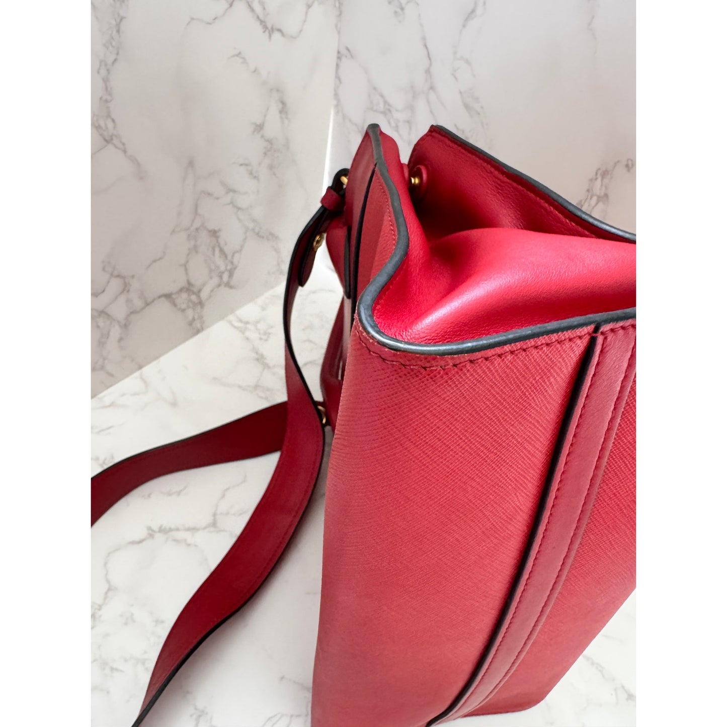 Prada Paradigme Tote in Red Saffiano Leather
