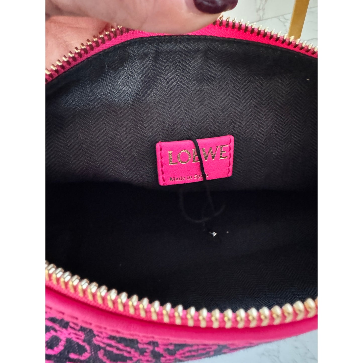 Loewe Jacquard Anagram Small Cubi Bag in Neon Pink & Black