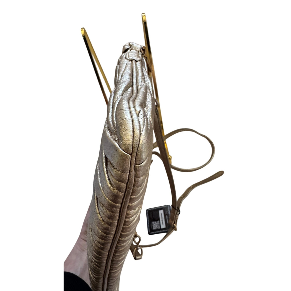 Miu Miu Gold Matelassé Leather Frame Crossbody Clutch Bag