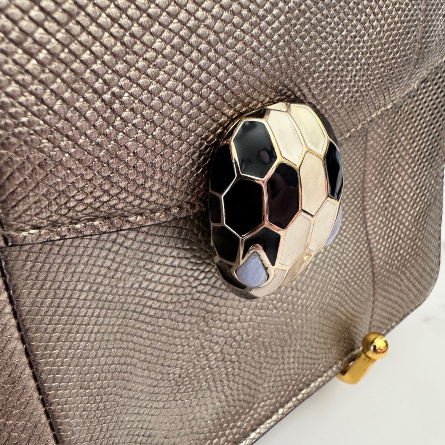 Bvlgari Serpenti Limited Edition Forever Bag in Metallic Leather.