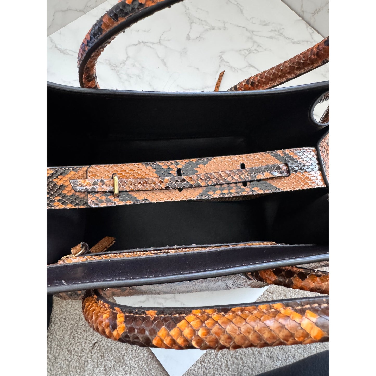 Exotic Celine Phantom Tote in Brown Python