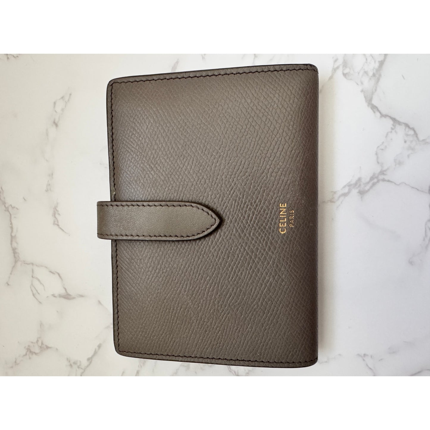 Celine Grained Calfskin Wallet Pebble Color
