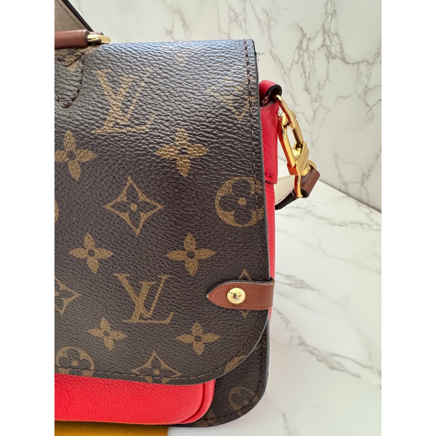 Louis Vuitton Monogram Vaugirard PM Brown Red Crossbody Bag