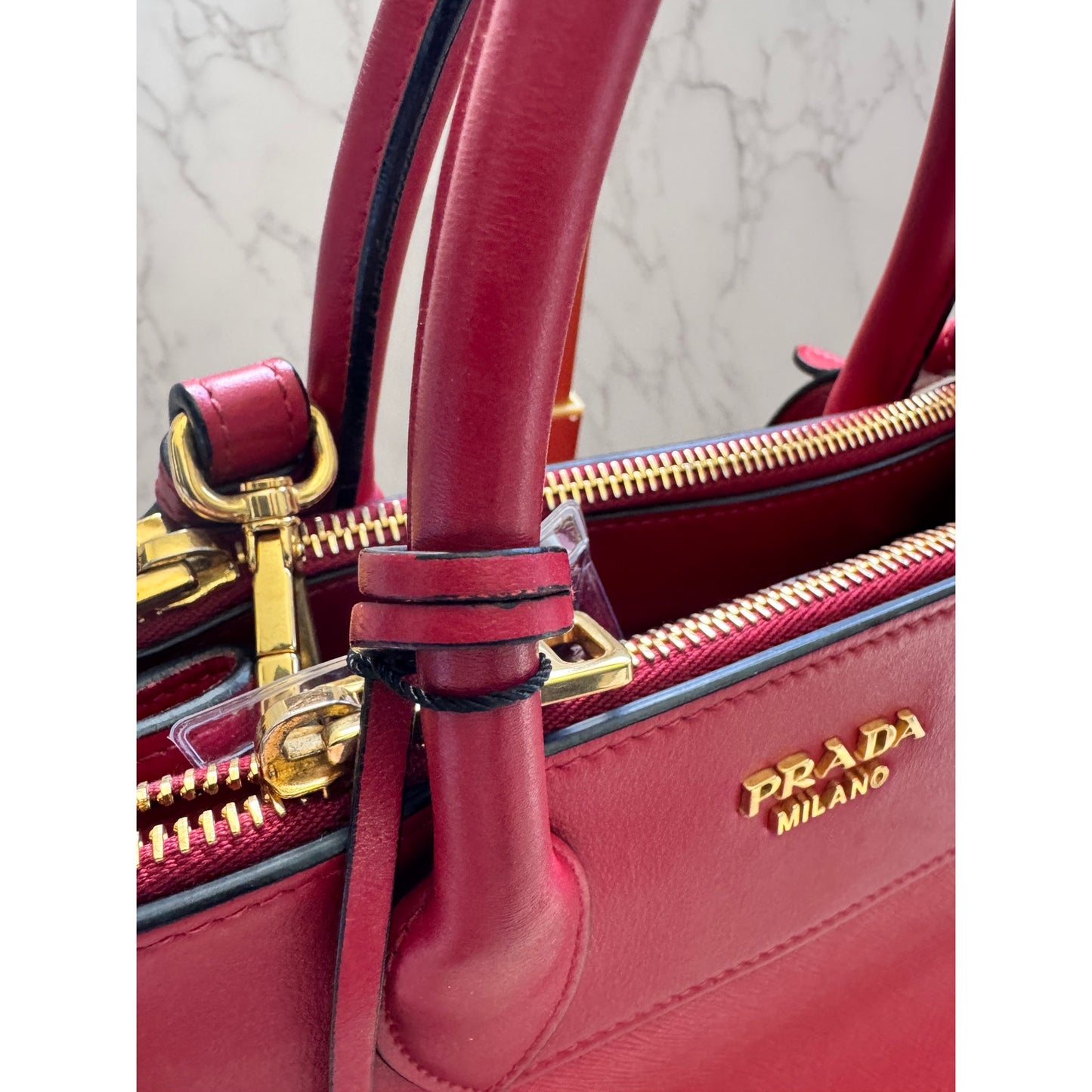 Prada Paradigme Tote in Red Saffiano Leather