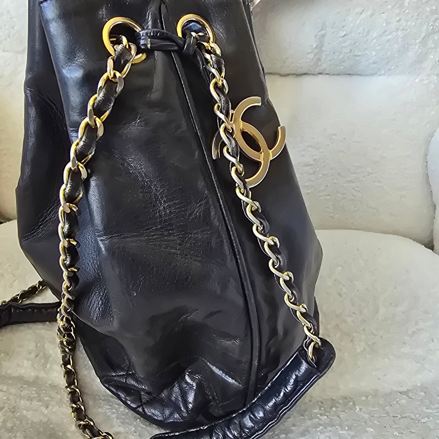 Rare Series 0 Collector's Chanel Vintage Bucket Bag with 24K Gold Hardware