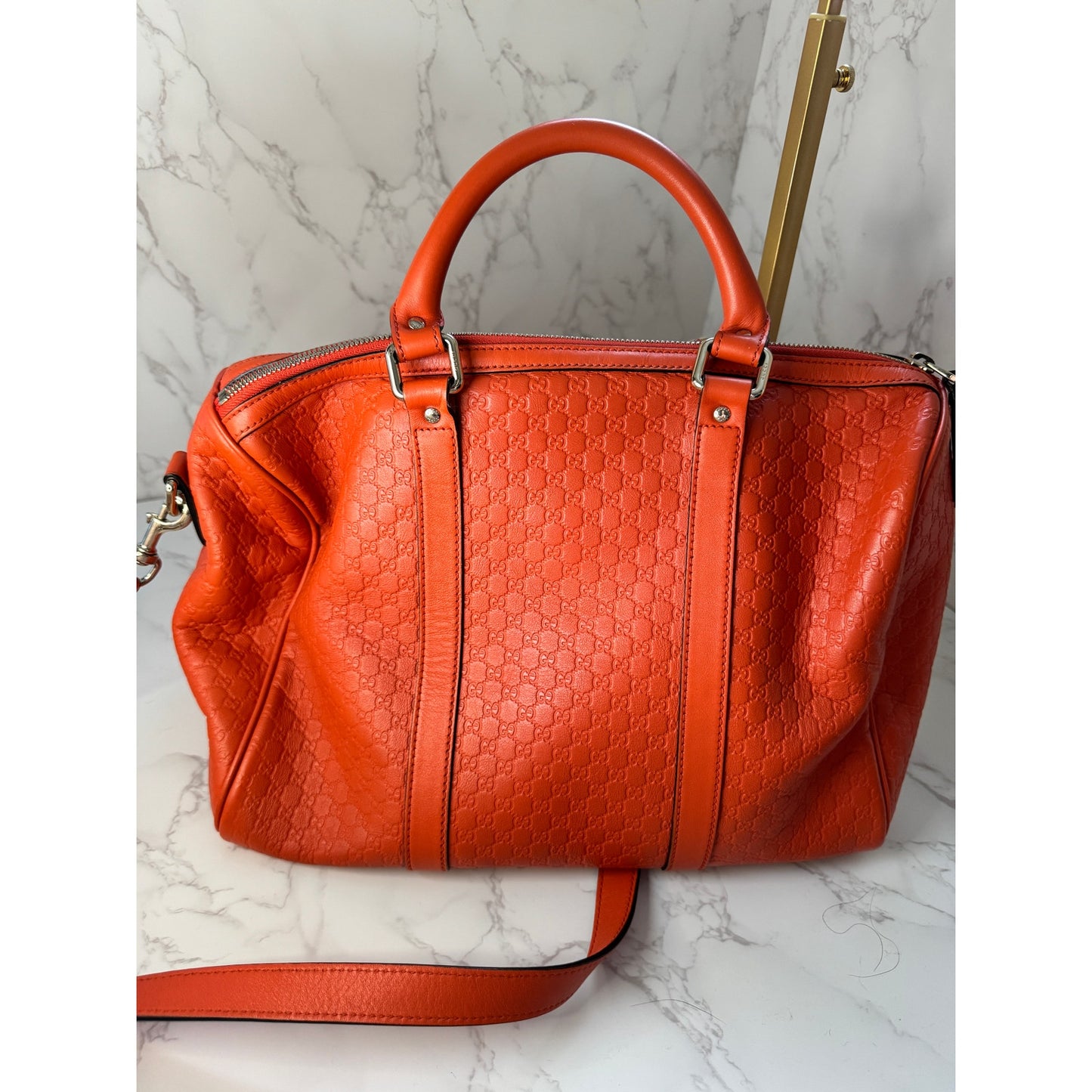 Gucci Microguccissima Boston Bag Orange Medium Size