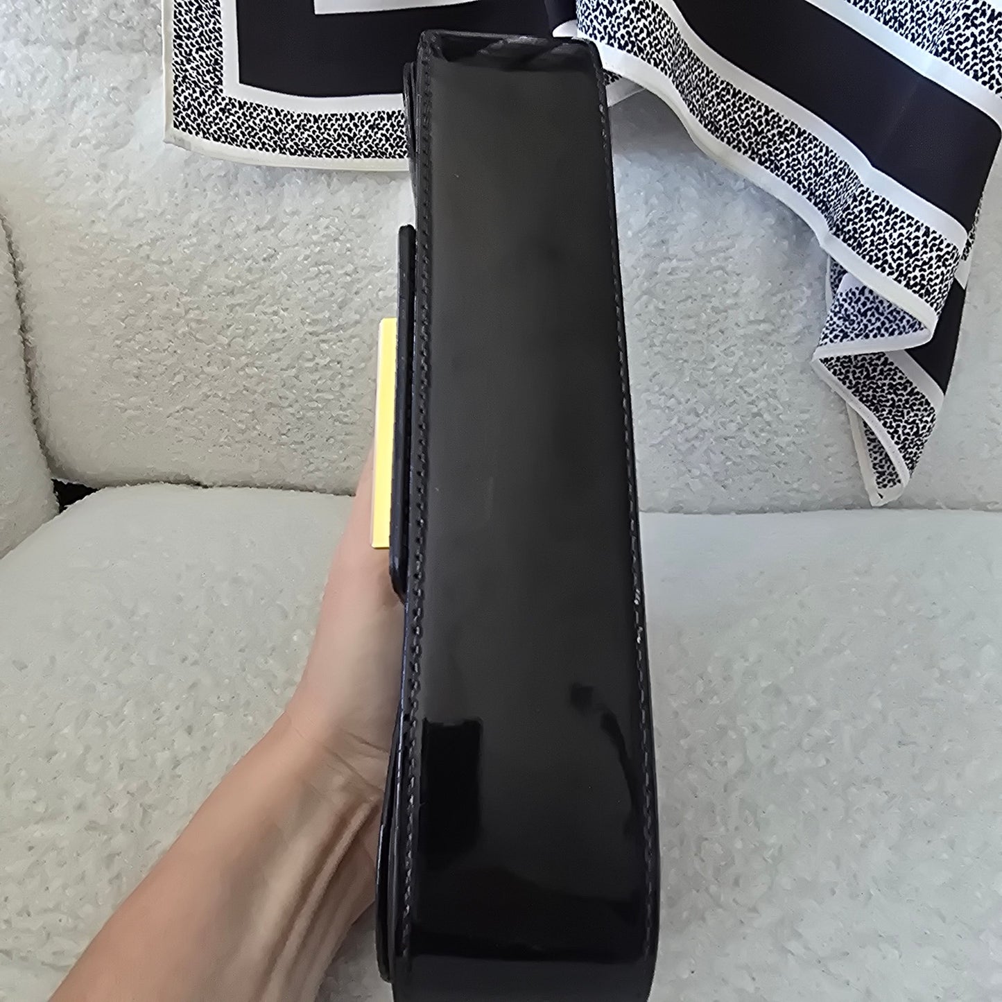 Louis Vuitton Black Patent Leather Sobe Clutch Bag