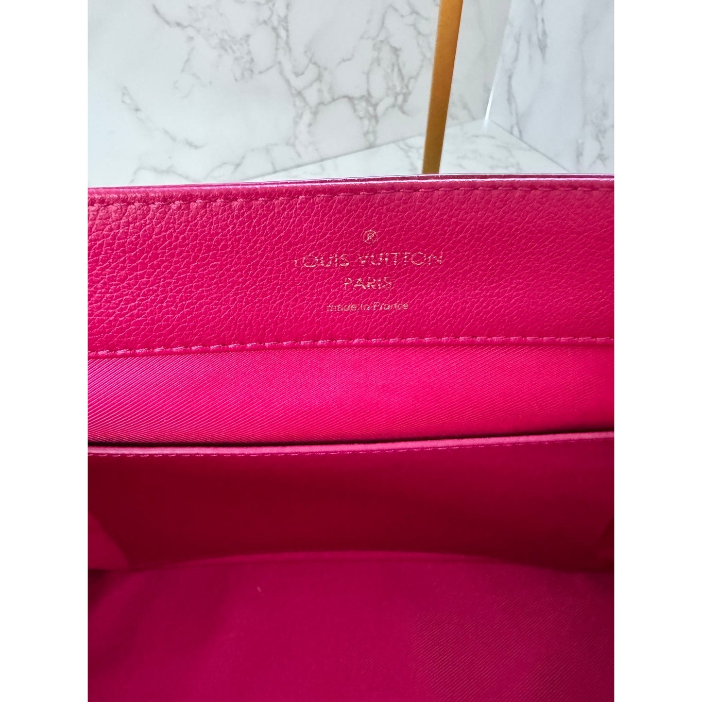 LV Lockme PM Handbag in Fuchsia and Black Top Handle