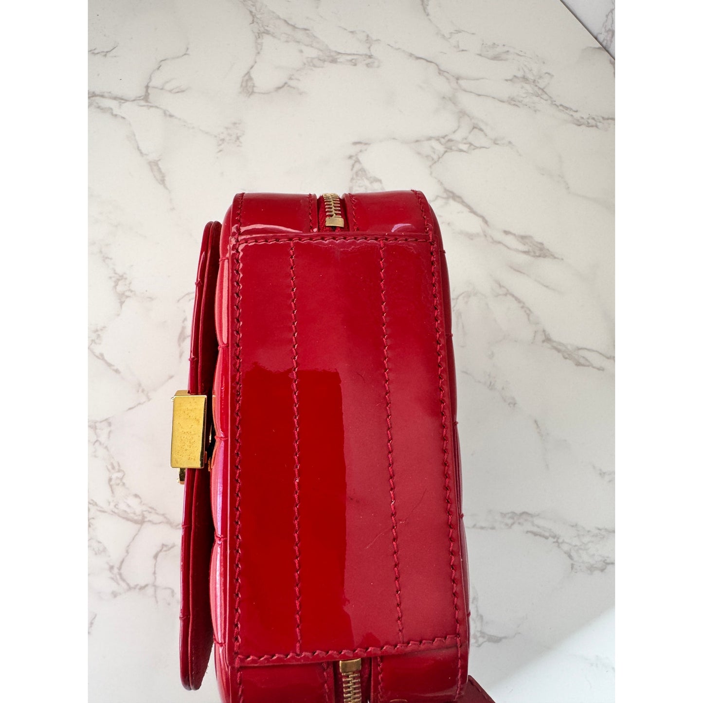 YSL Red Patent Leather Toy Vicky Camera Bag