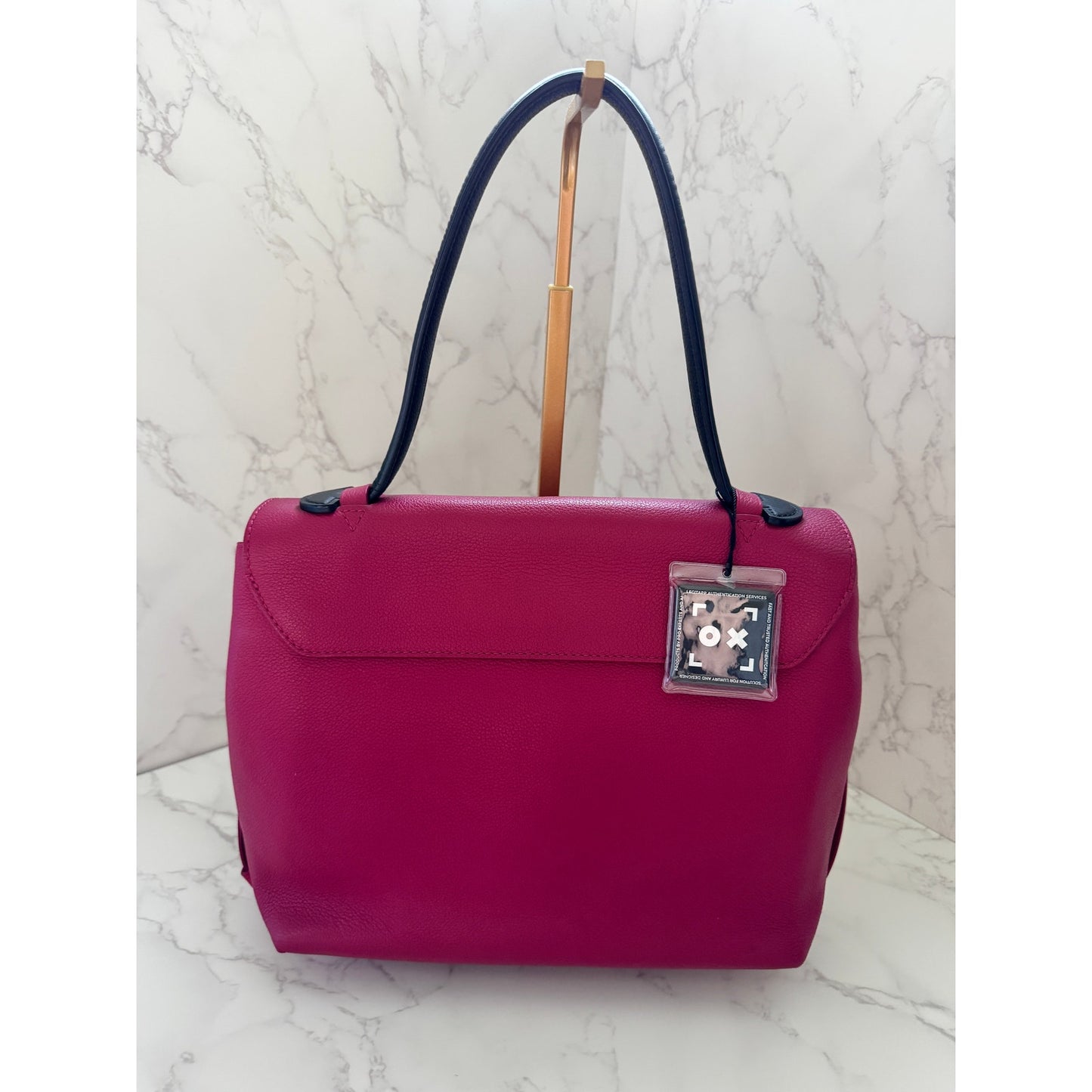 LV Lockme PM Handbag in Fuchsia and Black Top Handle
