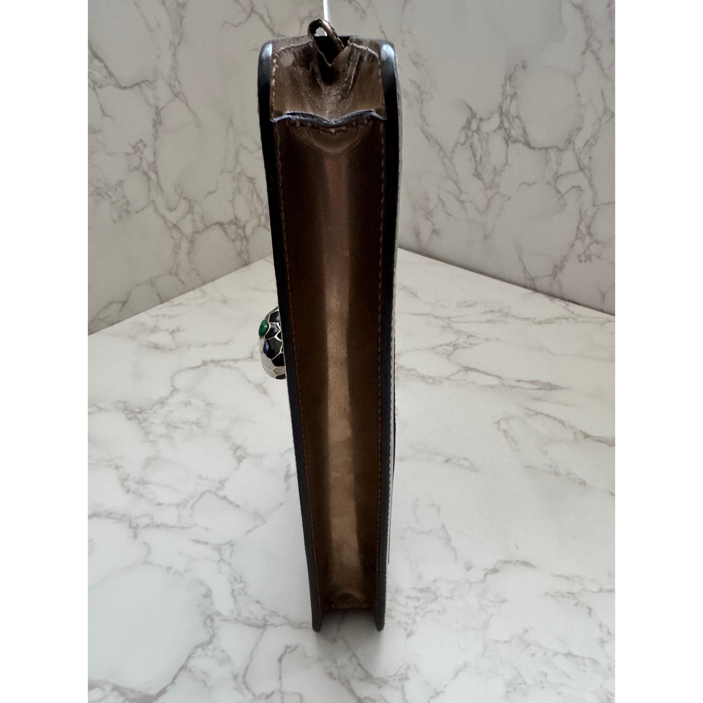 Bvlgari Serpenti Forever Shoulder Bag in Metallic Bronze Patent Leather