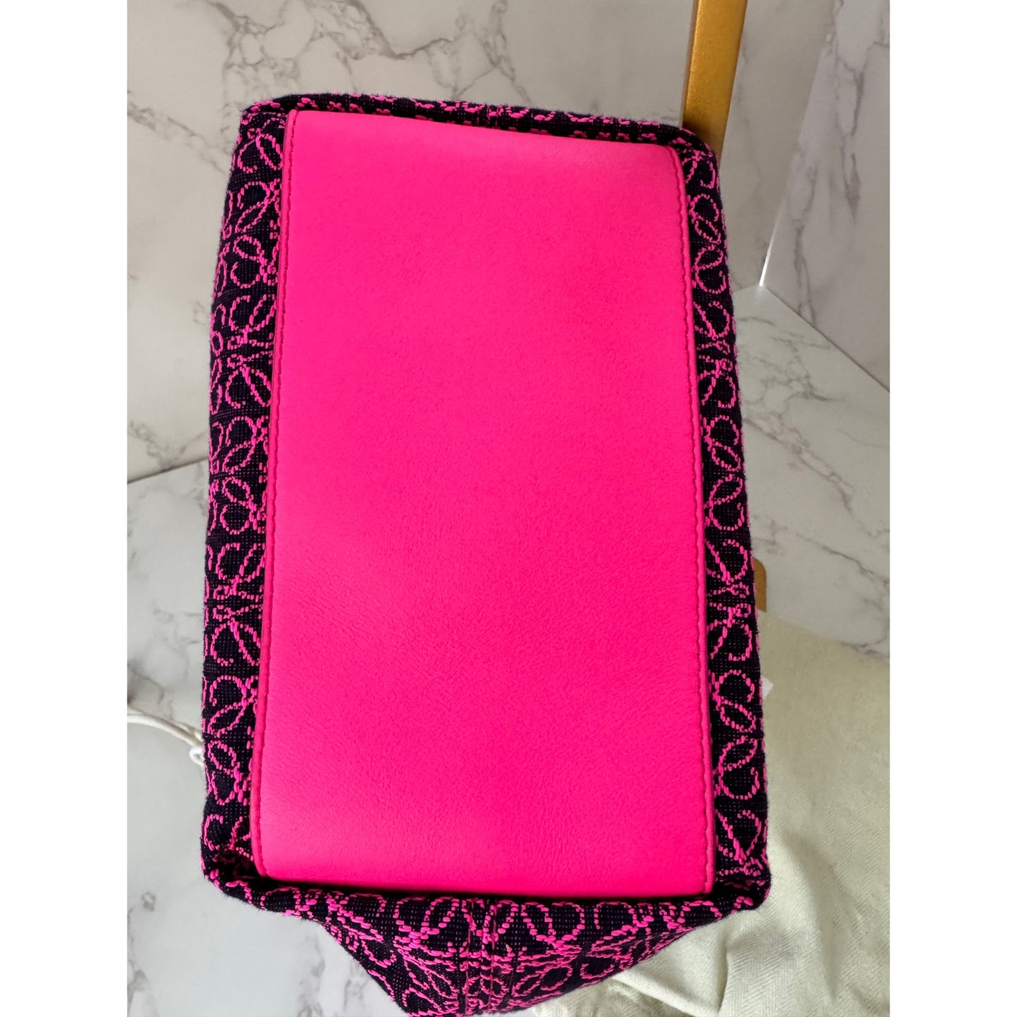 Loewe Jacquard Anagram Small Cubi Bag in Neon Pink & Black
