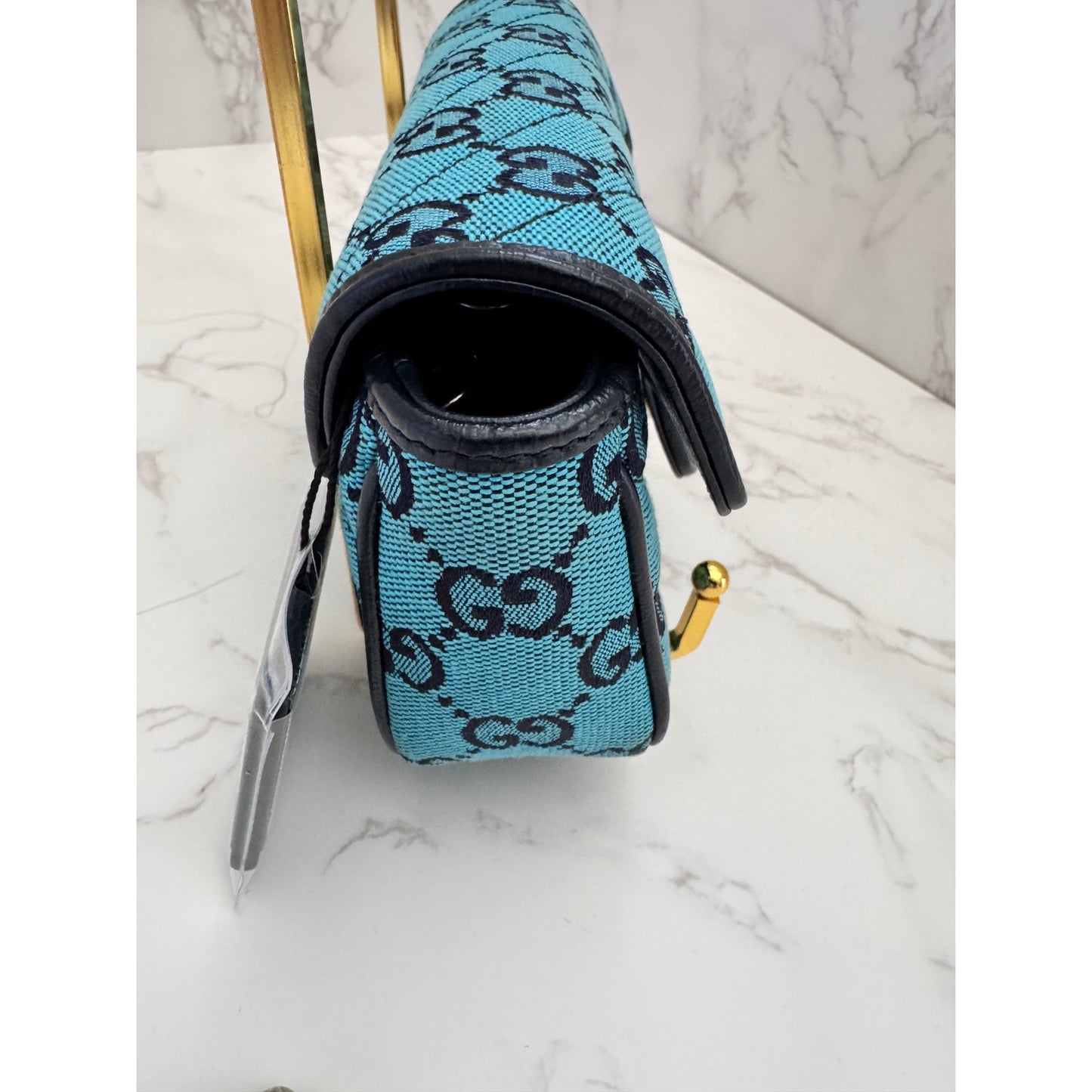Gucci GG Marmont Super Mini Blue Chain Bag