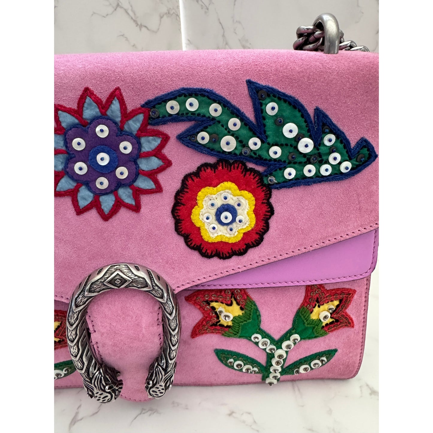 Gucci Dionysus Limited Edition With Embellished Pink Suede
