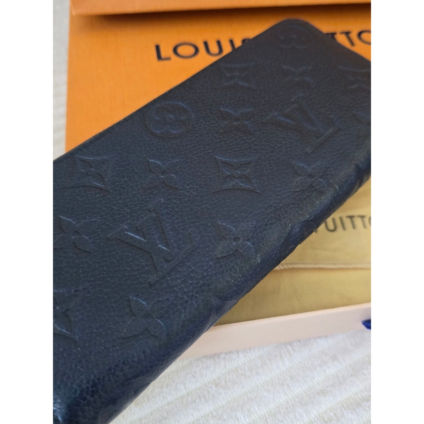 Louis Vuitton Zippy Wallet Empreinte Marine Rouge Navy Red Box, Dust Bag, Bag