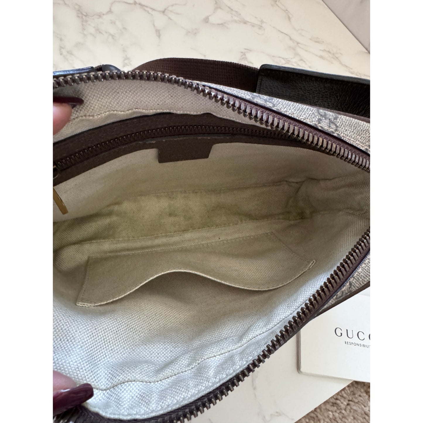 Brown GG Supreme Canvas Ophidia Belt Bag