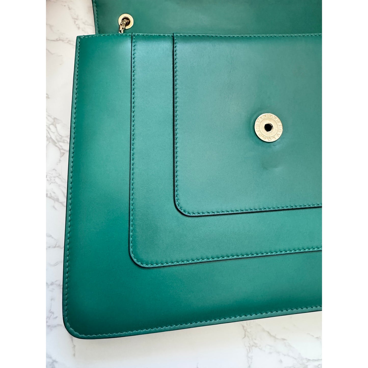 Bvlgari Serpenti Forever Bag in Green Teal with Purple Interior