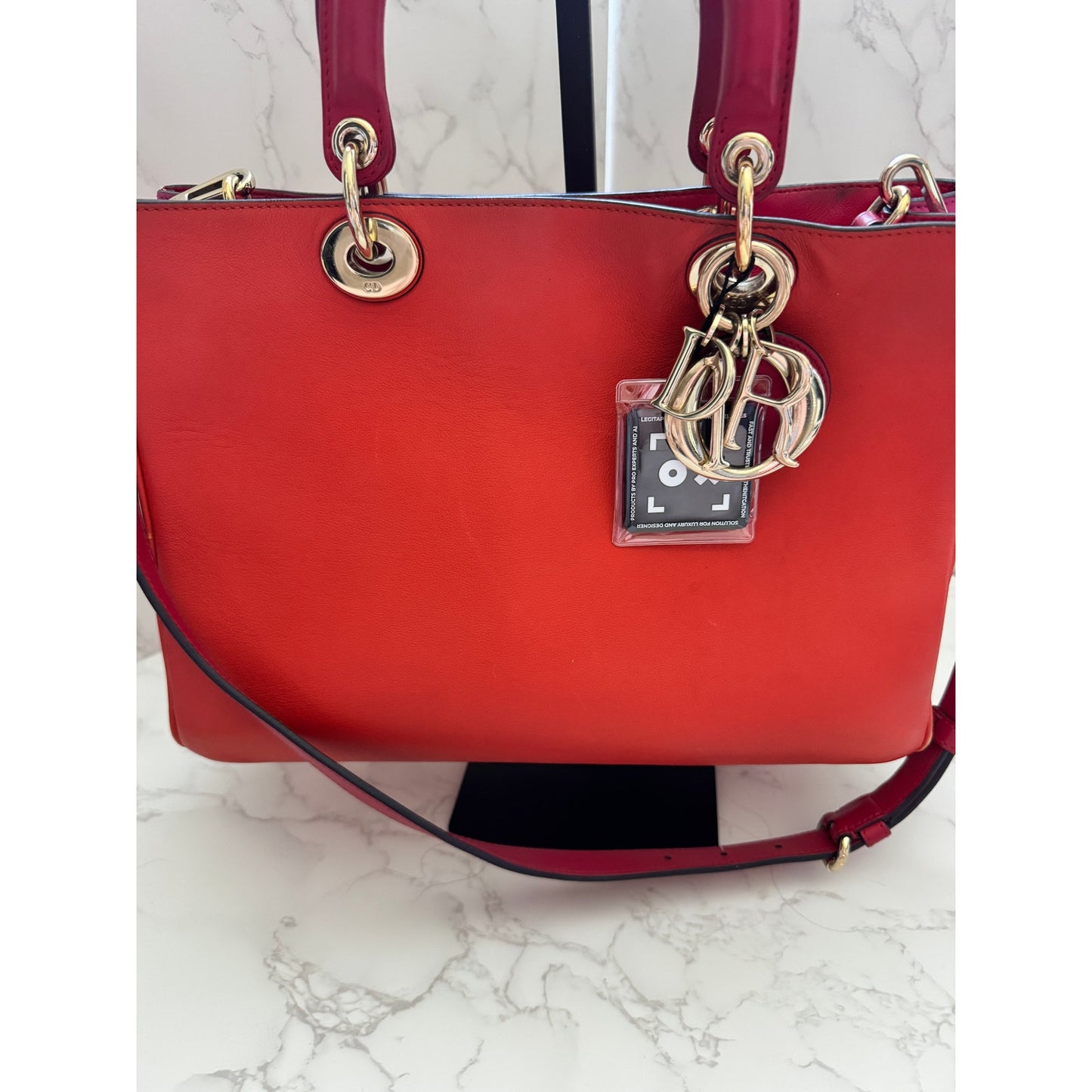 Christian Dior Diorissimo Tote Bag with Shoulder Strap Orange/Pink