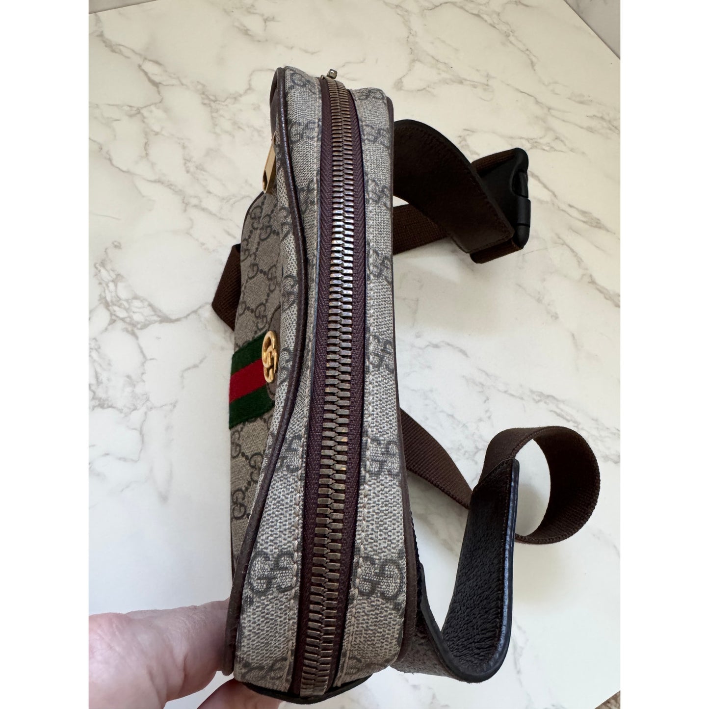 Brown GG Supreme Canvas Ophidia Belt Bag