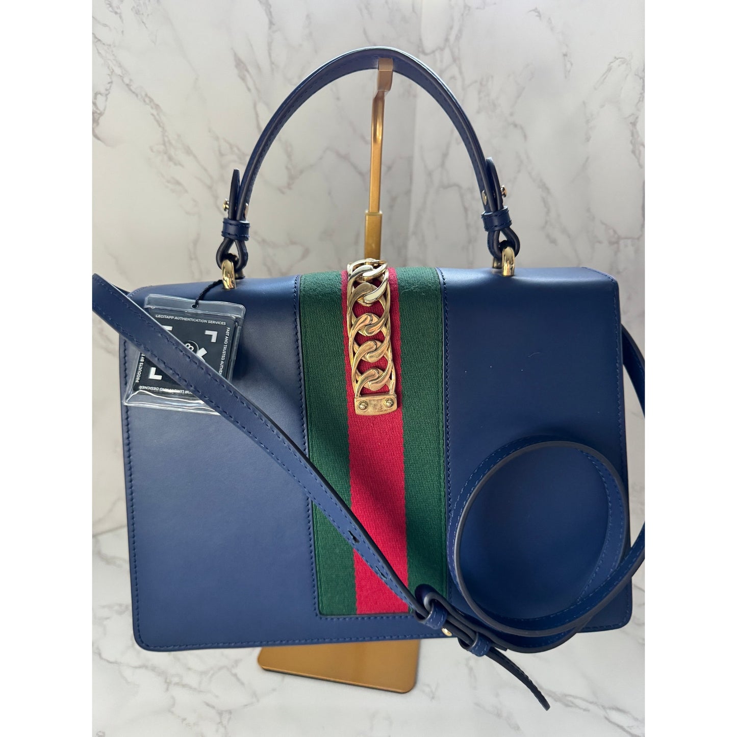 Gucci Sylvie Top Handle in Navy