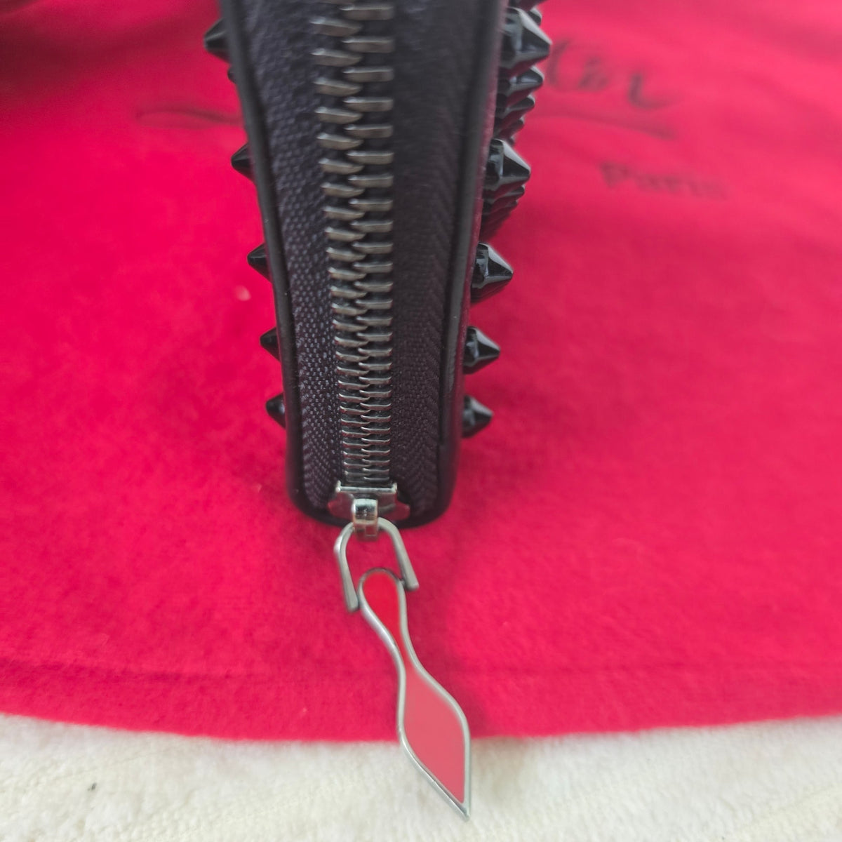 Christian Louboutin Black Panettone Spiked Zip Around Wallet