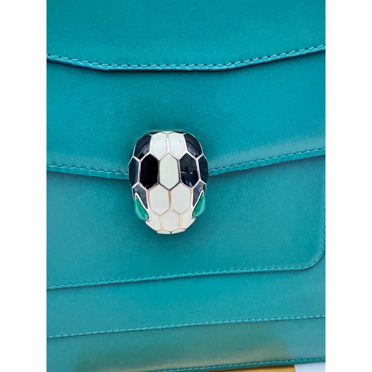 Bvlgari Serpenti Forever Bag in Green Teal with Purple Interior