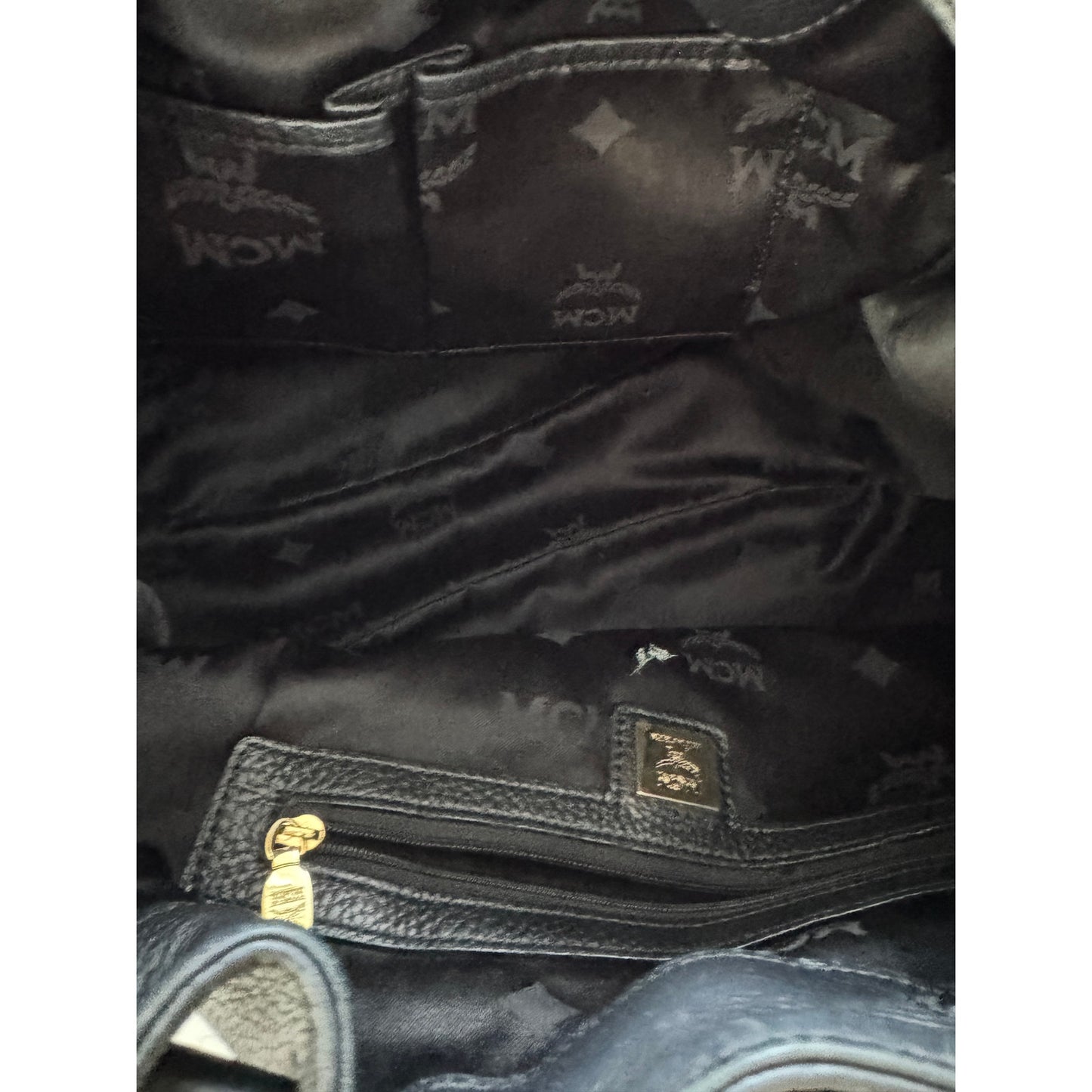 MCM Bucket Bag in Black Pebbled Leather
