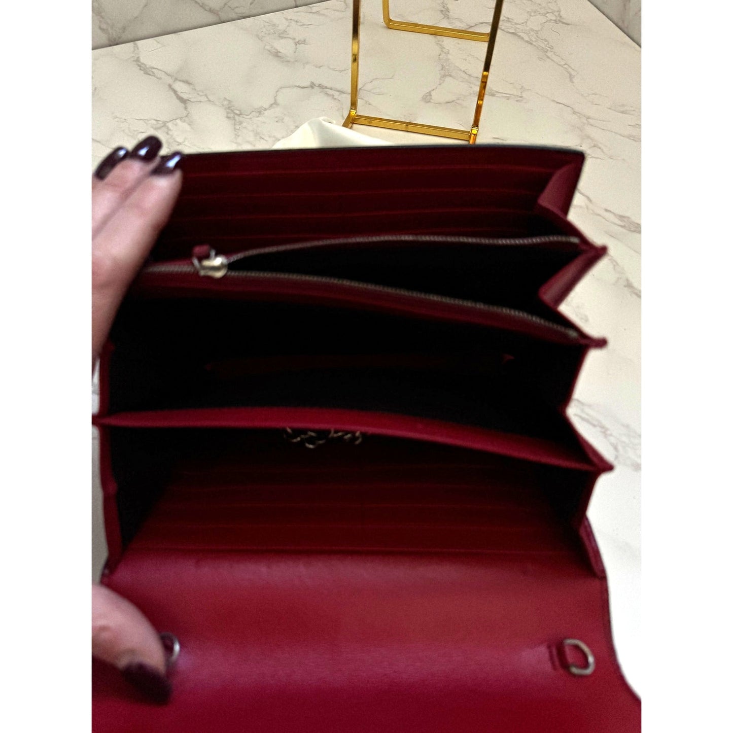 Gucci Dionysus Wallet on Chain Red & Tan Monogram with Dust Bag