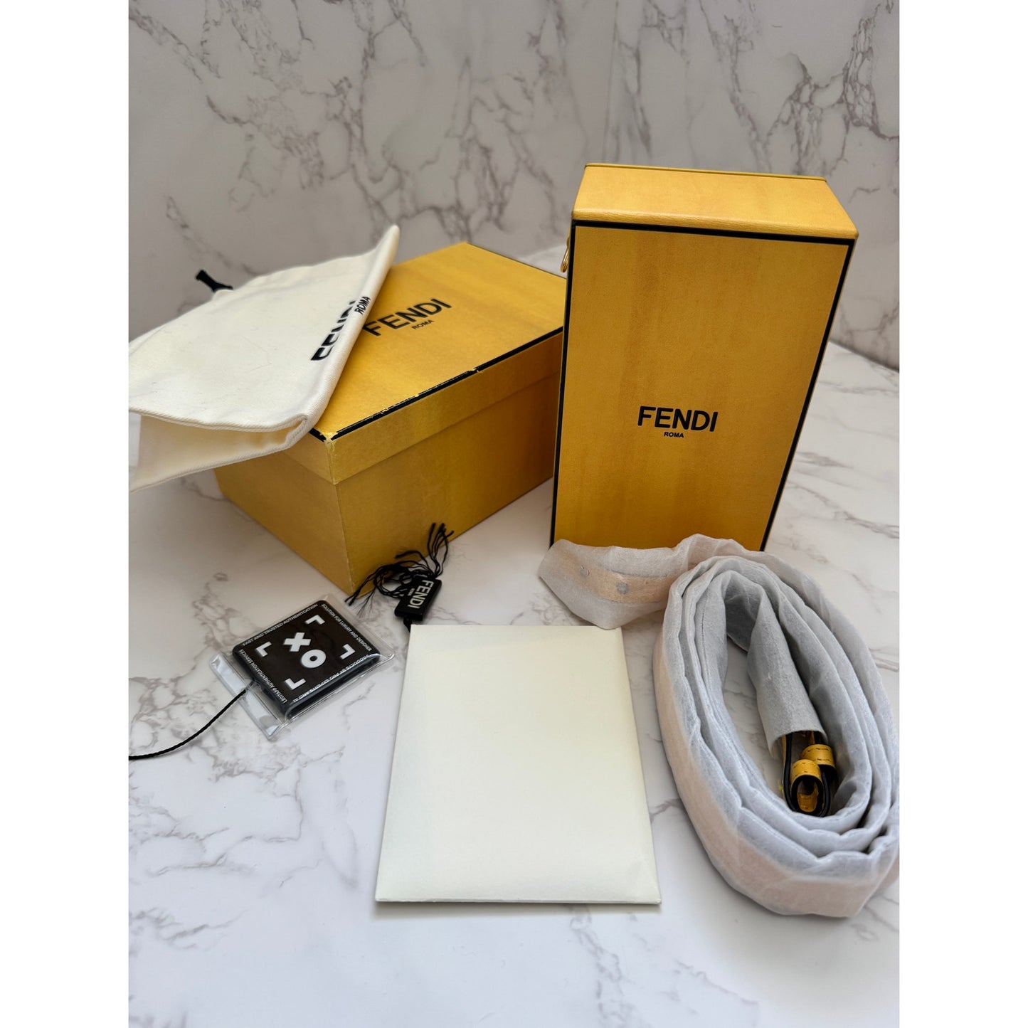 Fendi Vitello Yellow Leather Vertical Box Bag