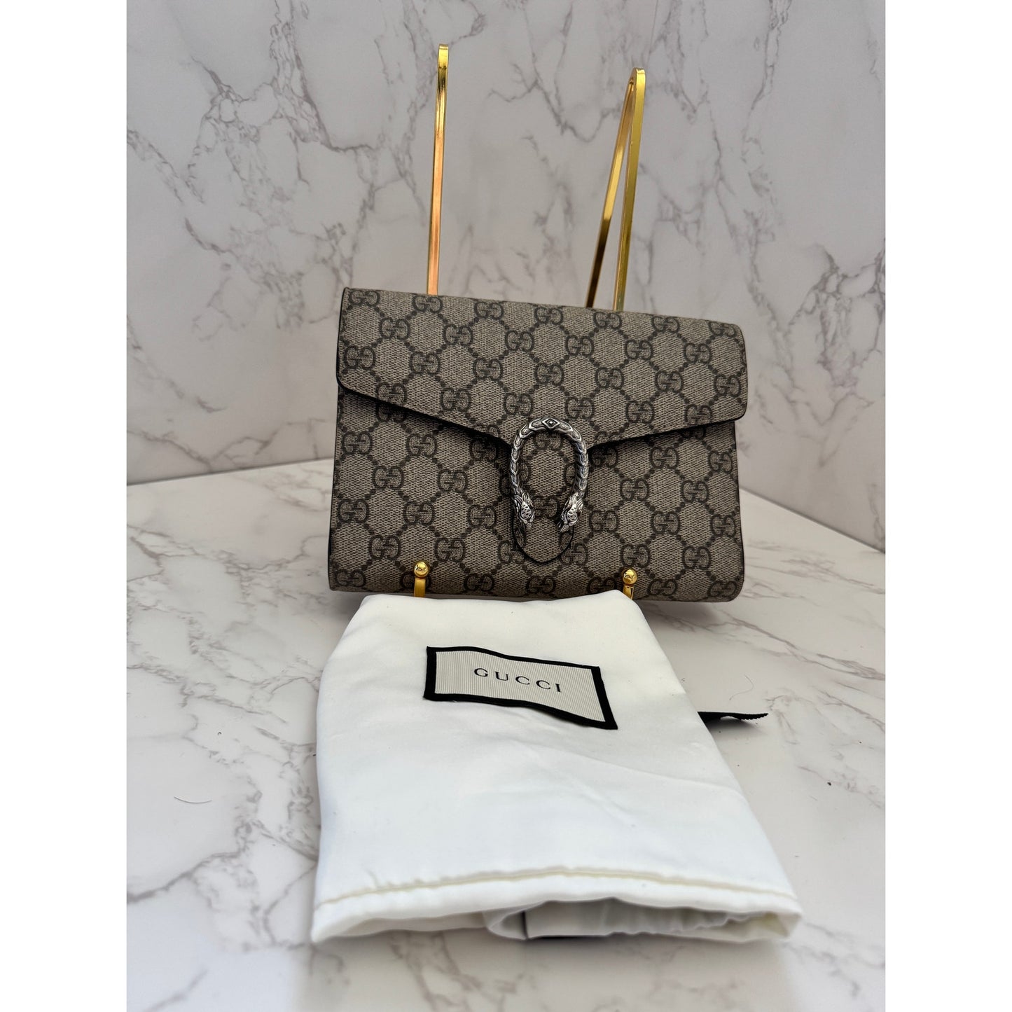 Gucci Dionysus Wallet on Chain Red & Tan Monogram with Dust Bag